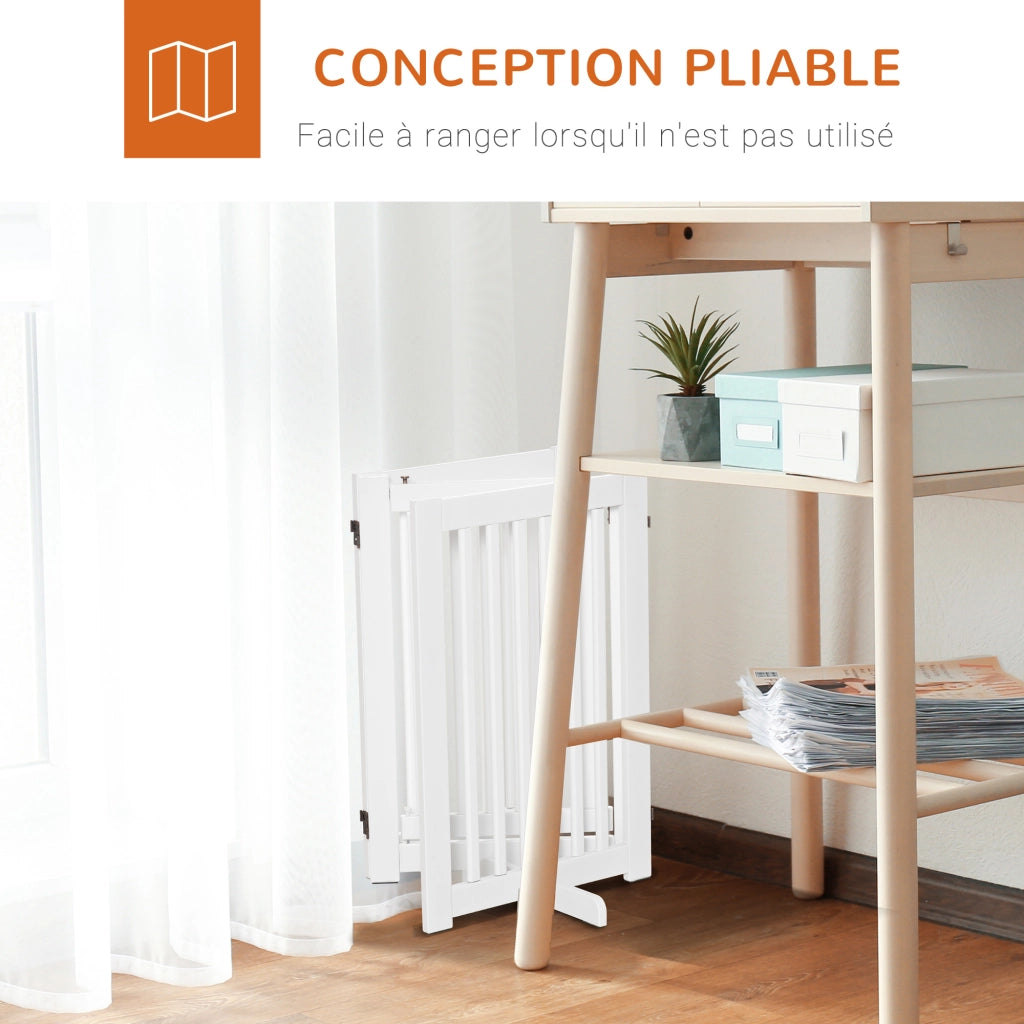 Barriera per Cani Modulare Pieghevole ¨C zephmum ¨C 155x35,5x76 cm MDF Bianco