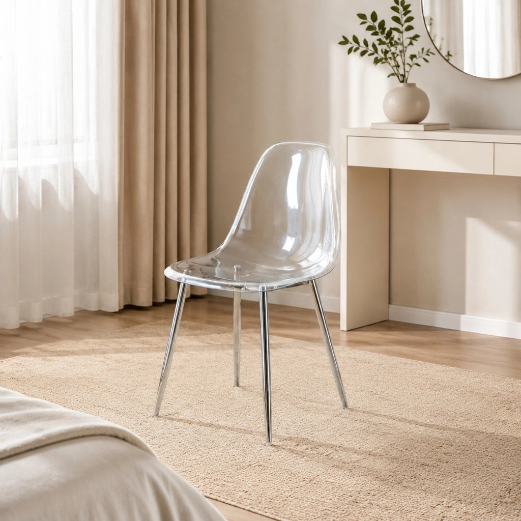 SEDIA da pranzo trasparente 83 cm Metallo argento Set da 4 pezzi
