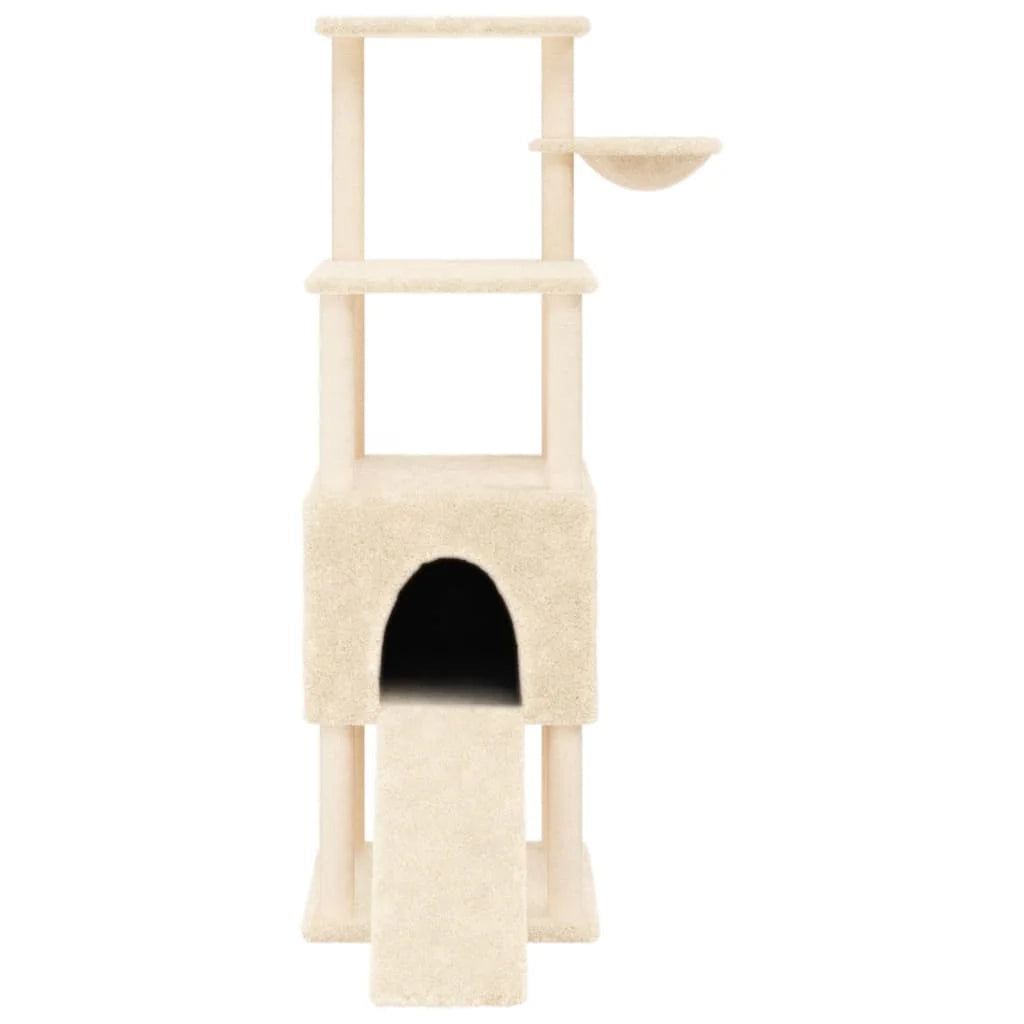 Tiragraffi per gatti torre per arrampicata giocattolo piattaforma per arrampicata con tiragraffi in sisal 153 cm crema 02_0022482