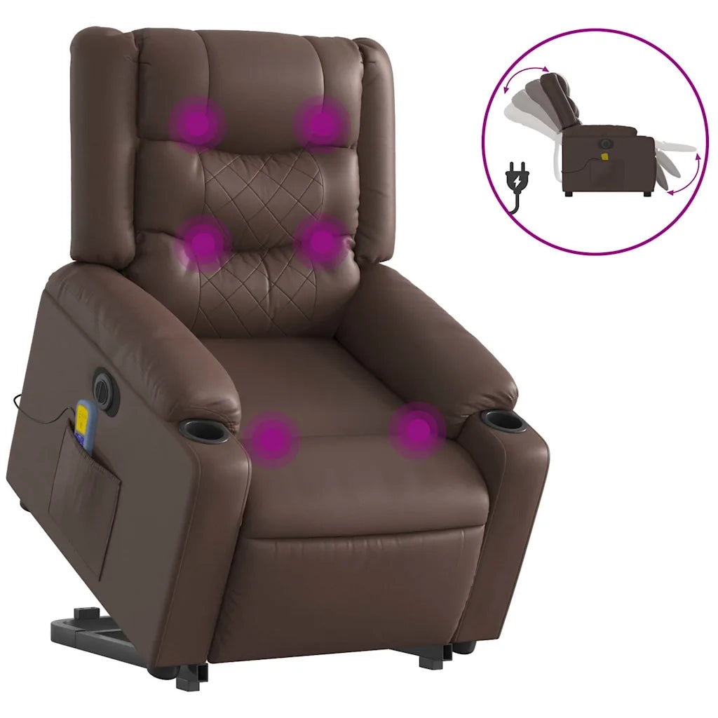 Poltrona Alzapersona Elettrica Reclinabile Marrone Similpelle 3206565