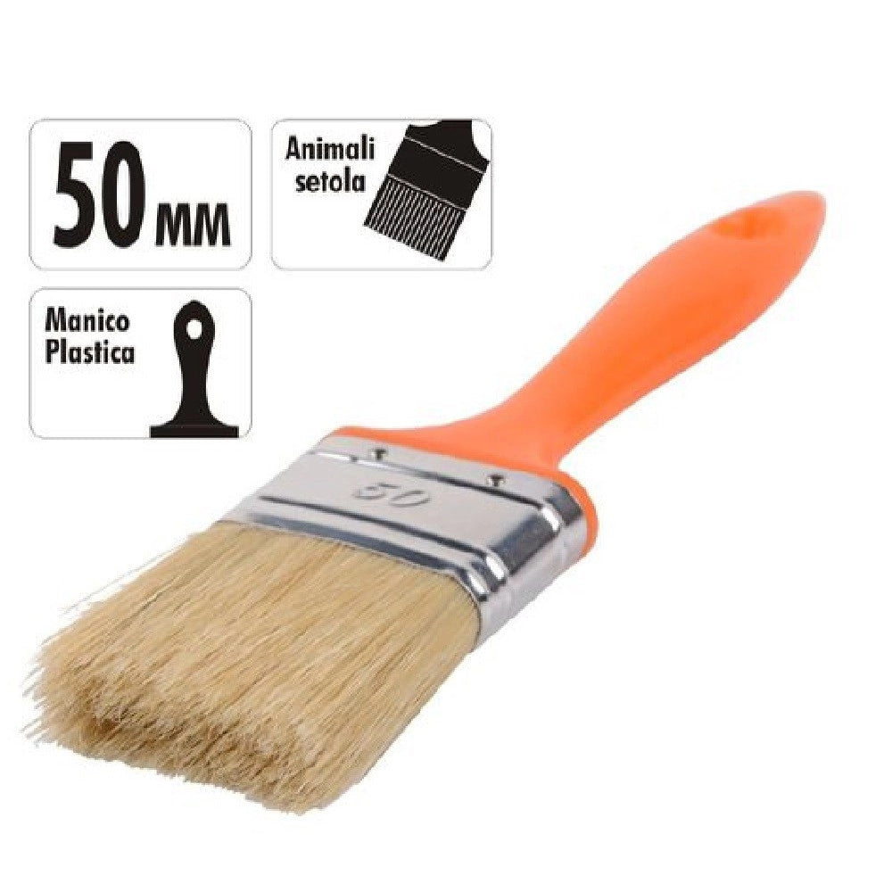 Trade Shop - Pennello 50 Mm Pennellessa Con Manico In Plastica Per Pittura Verniciare 90256 -