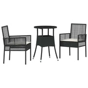 Set da Pranzo per Giardino 3 pz | Set Salotto da Giardino Nero polyrattan