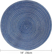 Set di Piatte Ronde in Cotone Tessuto da 4 Piatte con Funzione Antiscivolo e Resistente al Calore, Lavabili, per Tavola da Pranzo, Matrimonio, Festa e Uso Giornaliero (Blu)