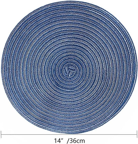 Set di Piatte Ronde in Cotone Tessuto da 4 Piatte con Funzione Antiscivolo e Resistente al Calore, Lavabili, per Tavola da Pranzo, Matrimonio, Festa e Uso Giornaliero (Blu)