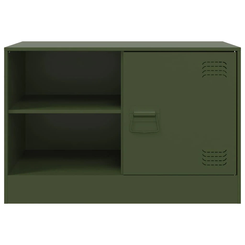 Mobile TV multimediale mensola TV credenza TV sala da pranzo soggiorno camera da letto verde oliva 67 x 39 x 44 cm acciaio verde 02_0028260