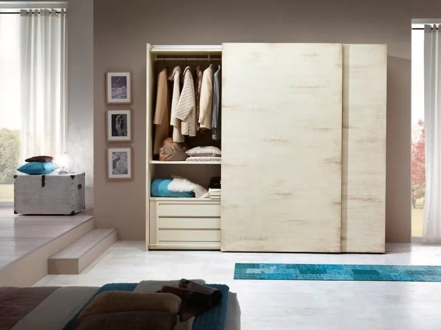 Armadio moderno 2 ante scorrevoli legno bianco pattinato 282x61x246 - Mobili 2G