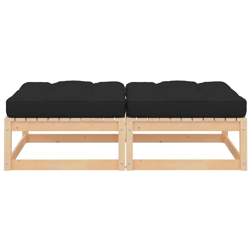 Sedia da giardino-Poggiapiedi da Giardino con Cuscini 2 pz Legno Massello di Pino 152775