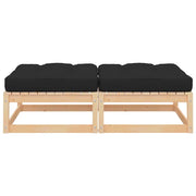 Sedia da giardino-Poggiapiedi da Giardino con Cuscini 2 pz Legno Massello di Pino 152775