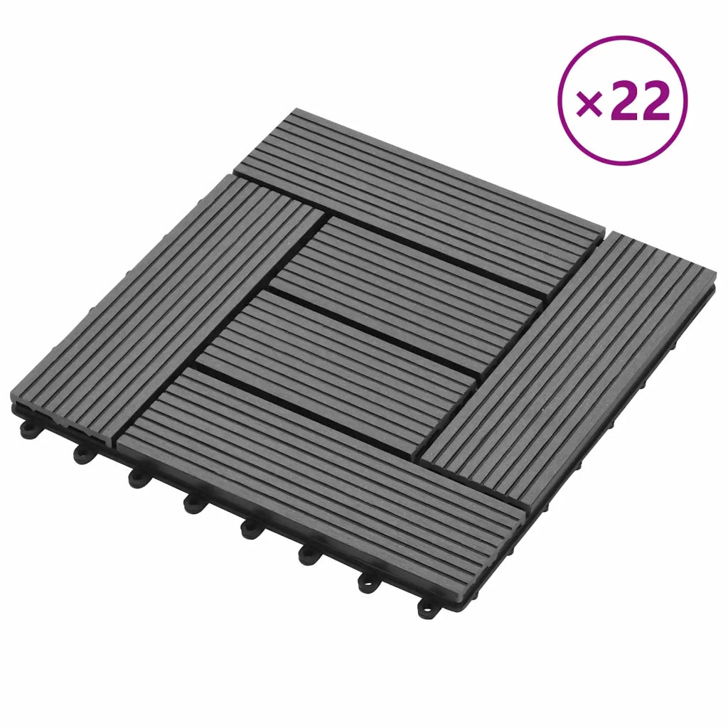 Piastrella per Decking 22 pz Grigio 30 x 30 cm WPC CFW3541569