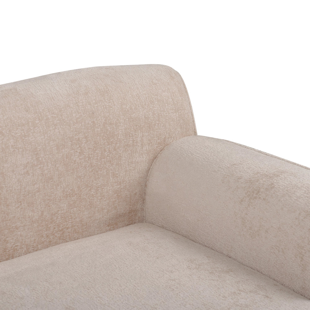 Divano angolare 3 posti sinistro imbottito in ciniglia beige con funzione di dormiente e schienale imbottito estraibile Gambe in legno