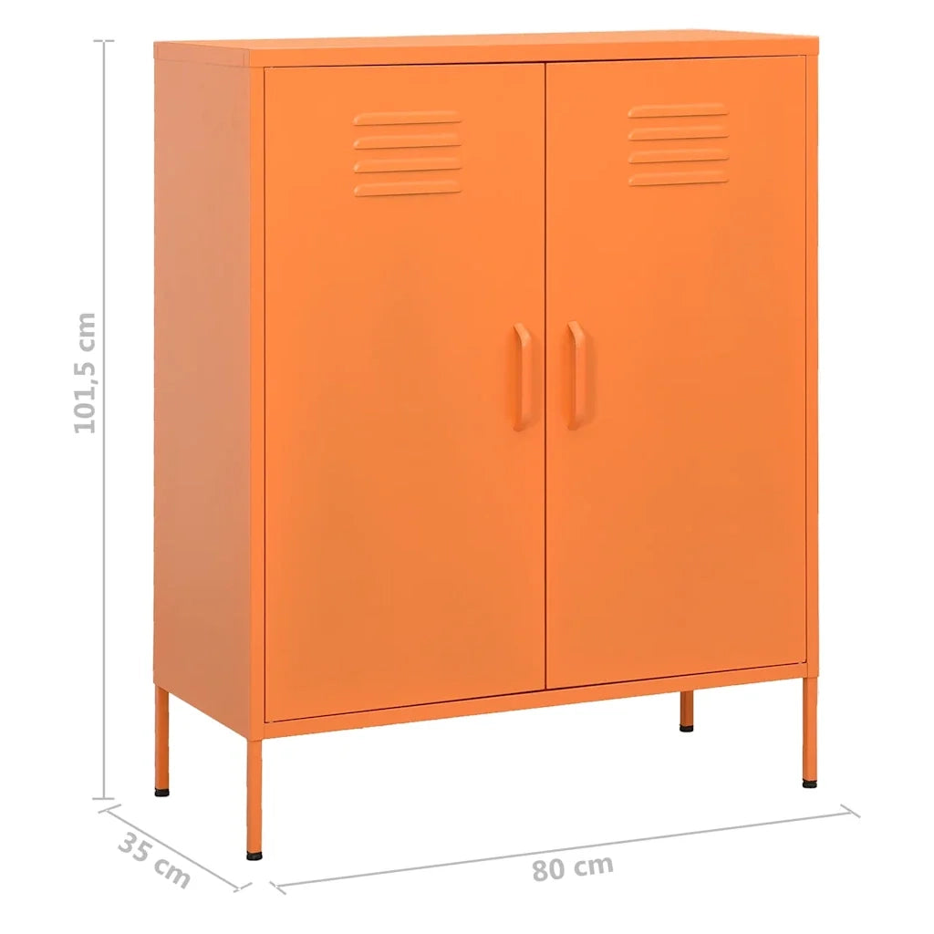 Mobile contenitore pratico 80 x 35 x 101,5 cm con ripiani regolabili design contemporaneo in acciaio arancione 02_0046856