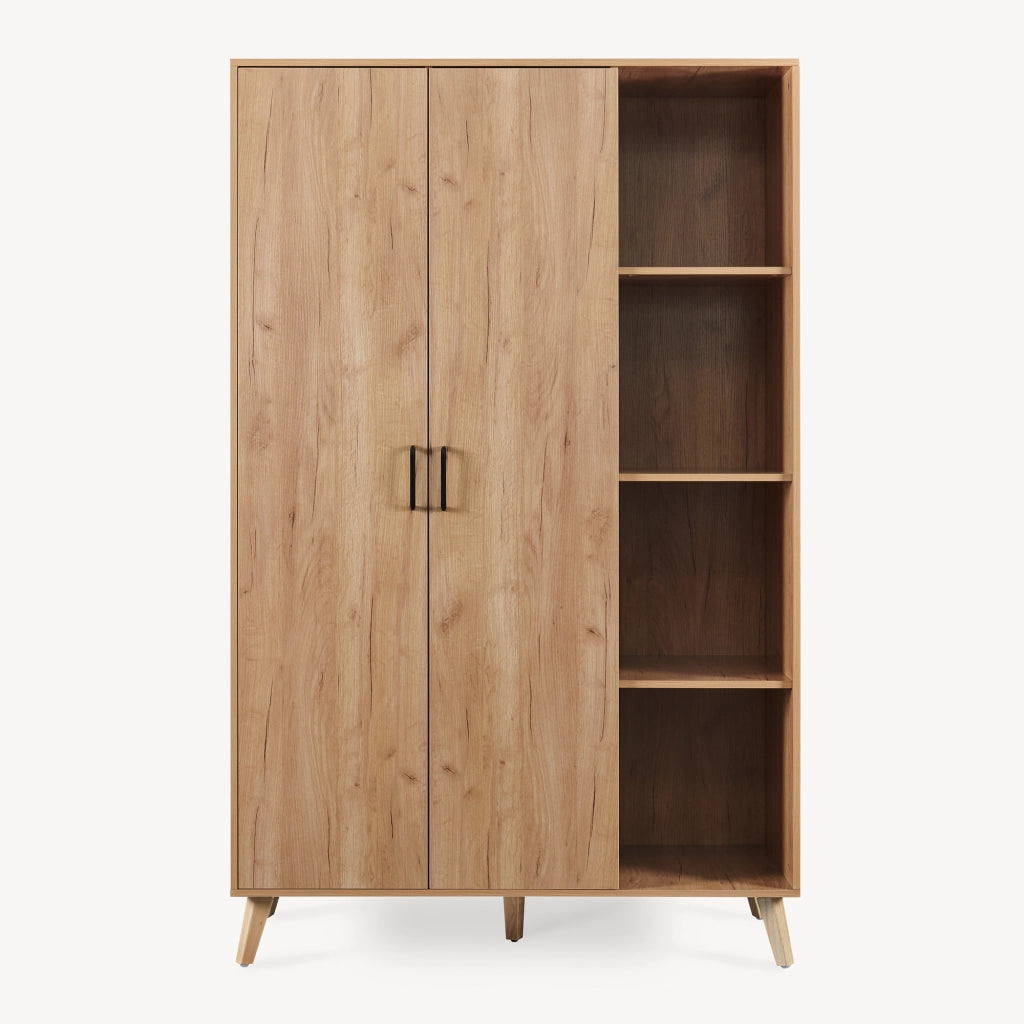 Armadio Guardaroba Norg con 2 Ante e 8 Scomparti 191x120x52 cm - Effetto Rovere [en.casa]