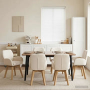 Sedie da pranzo girevoli 6 pz Bouclé Crema 54 x 58 x 87 cm 3428290
