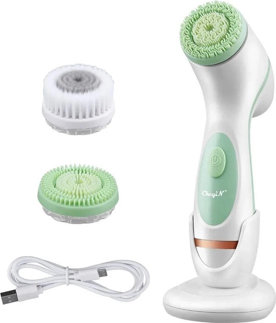 Pulitore facciale elettrico 3 in 1 - Apparecchio massaggiante facciale - Rimozione delle rughe - Tono della pelle - Cura della pelle - Apparecchio per la bellezza