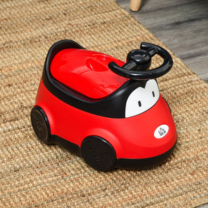 Vasino per Bambini 40x27,5x29,1 cm Macchina con Volante e Vaschetta Rimovibile Rosso