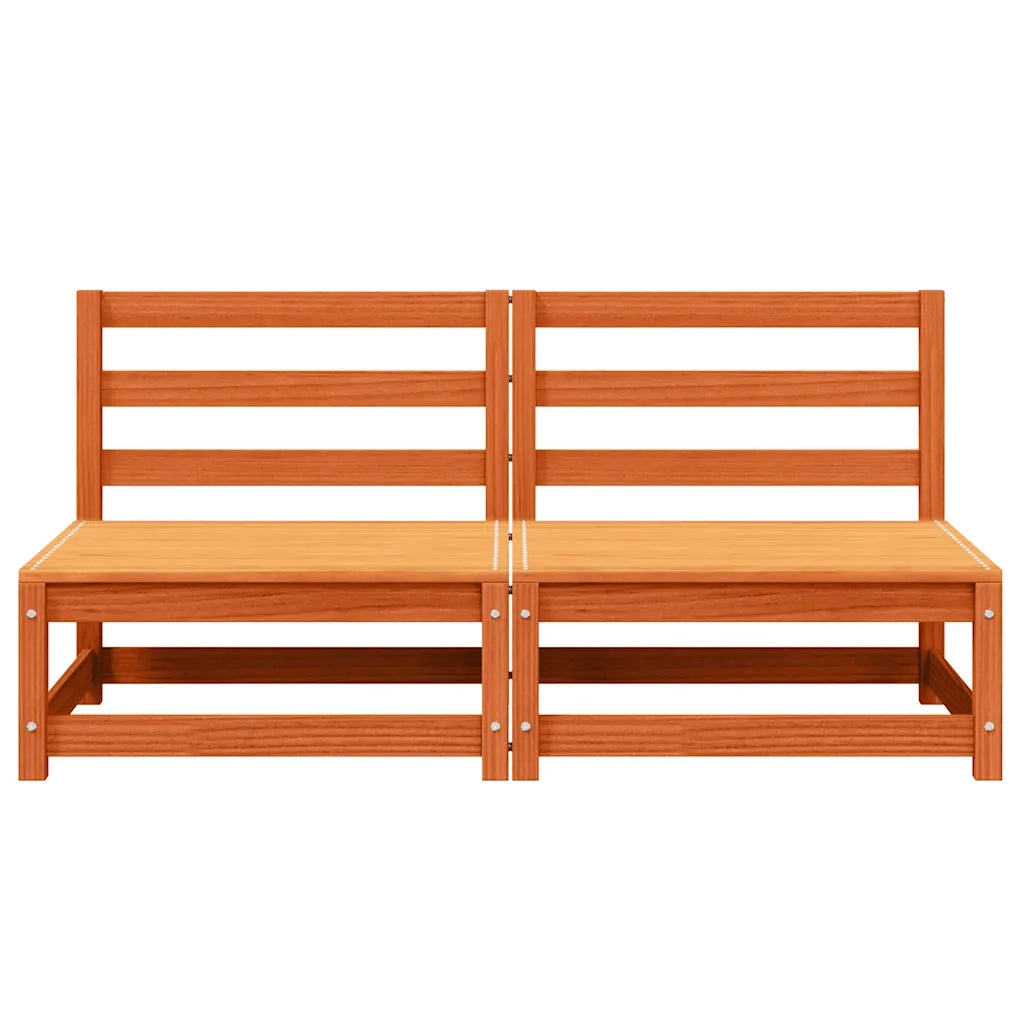 Divano da esterno-Divani Senza Braccioli Giardino 2pz Marrone Cera 70x70x67 Pino