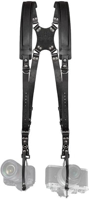 Cinturone per Fotocamera - Riem di Supporto - Cinturino per Due Fotocamere - DSLR/SLR - Flessibile - in Pelle