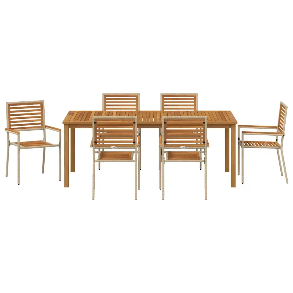 Set da Pranzo per Giardino 7 pcs Beige Legno di Acacia Massello 3365525
