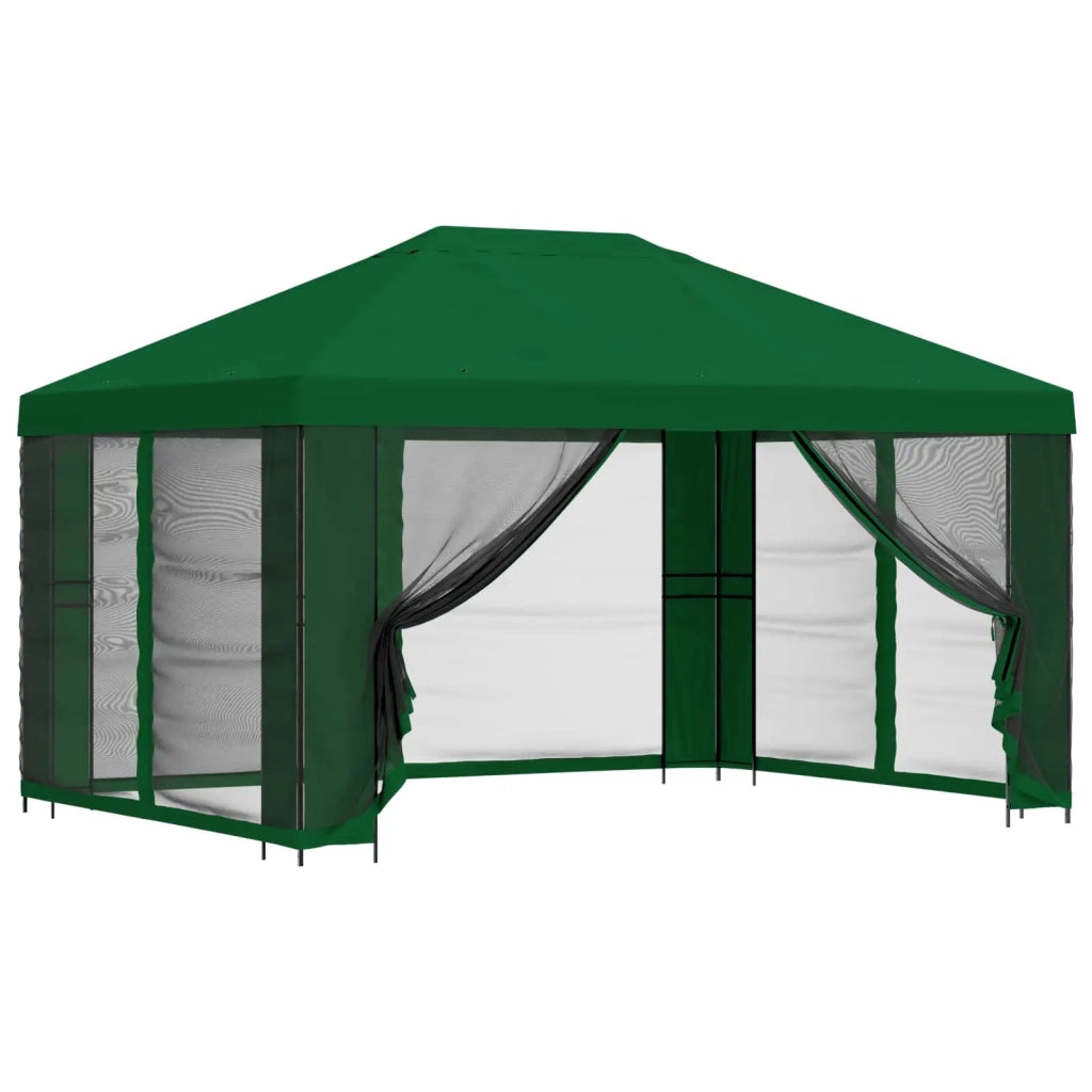 Gazebo da giardino con pareti laterali 4 × 3 m Verde