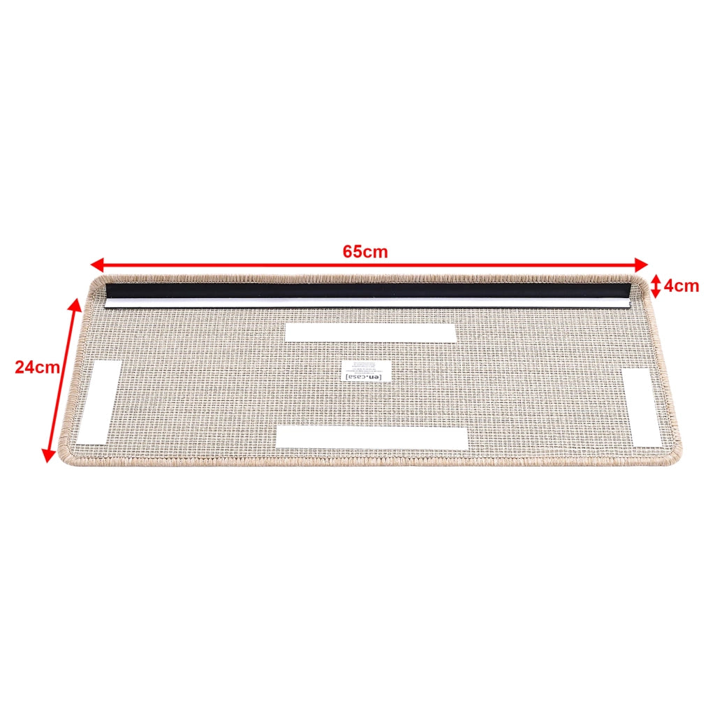 Set di 15 gradini rettangolari antiscivolo 65 x 24 cm con bordo beige 03_0007607