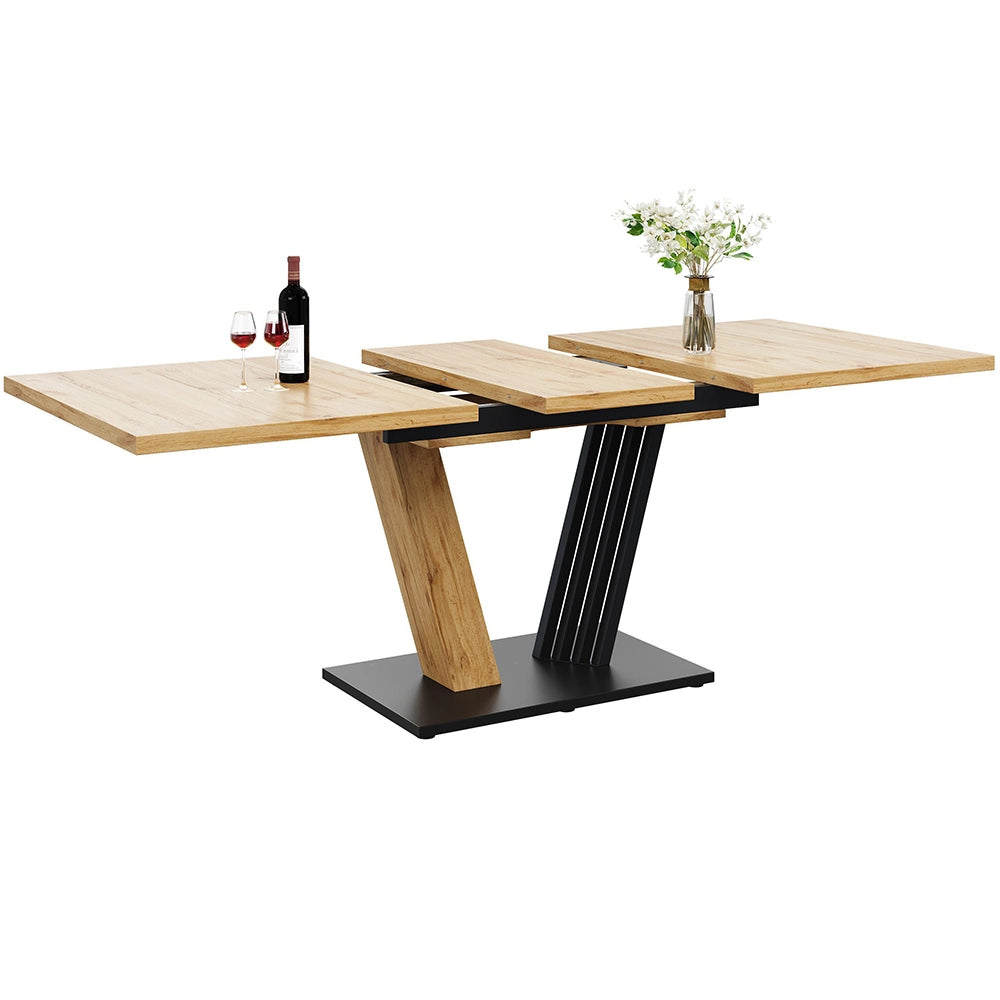 Tavolo allungabile cucina/soggiorno - Xylo - 120/160x80x76 cm - Aspetto legno gambe ad ali