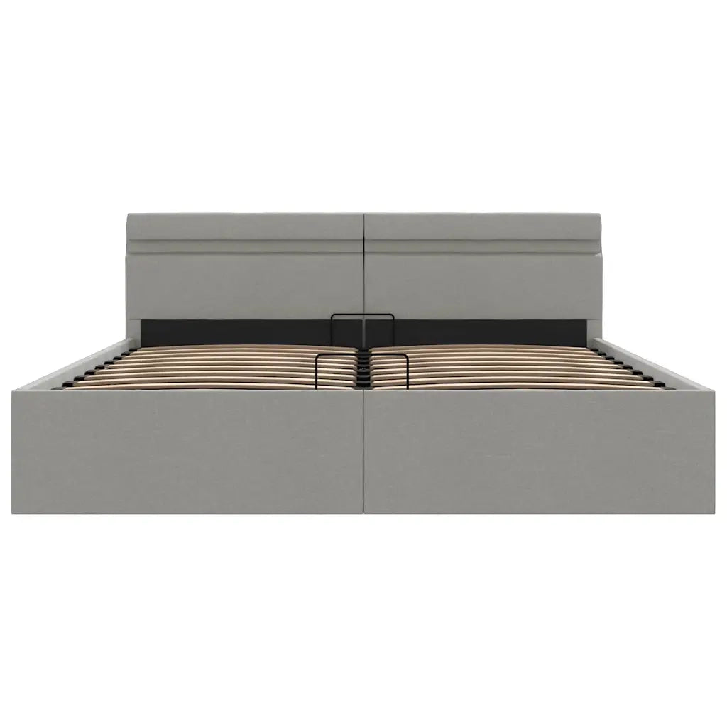 Letto Idraulico Contenitore LED Grigio Chiaro Tessuto 160x200cm  cod mxl 78502
