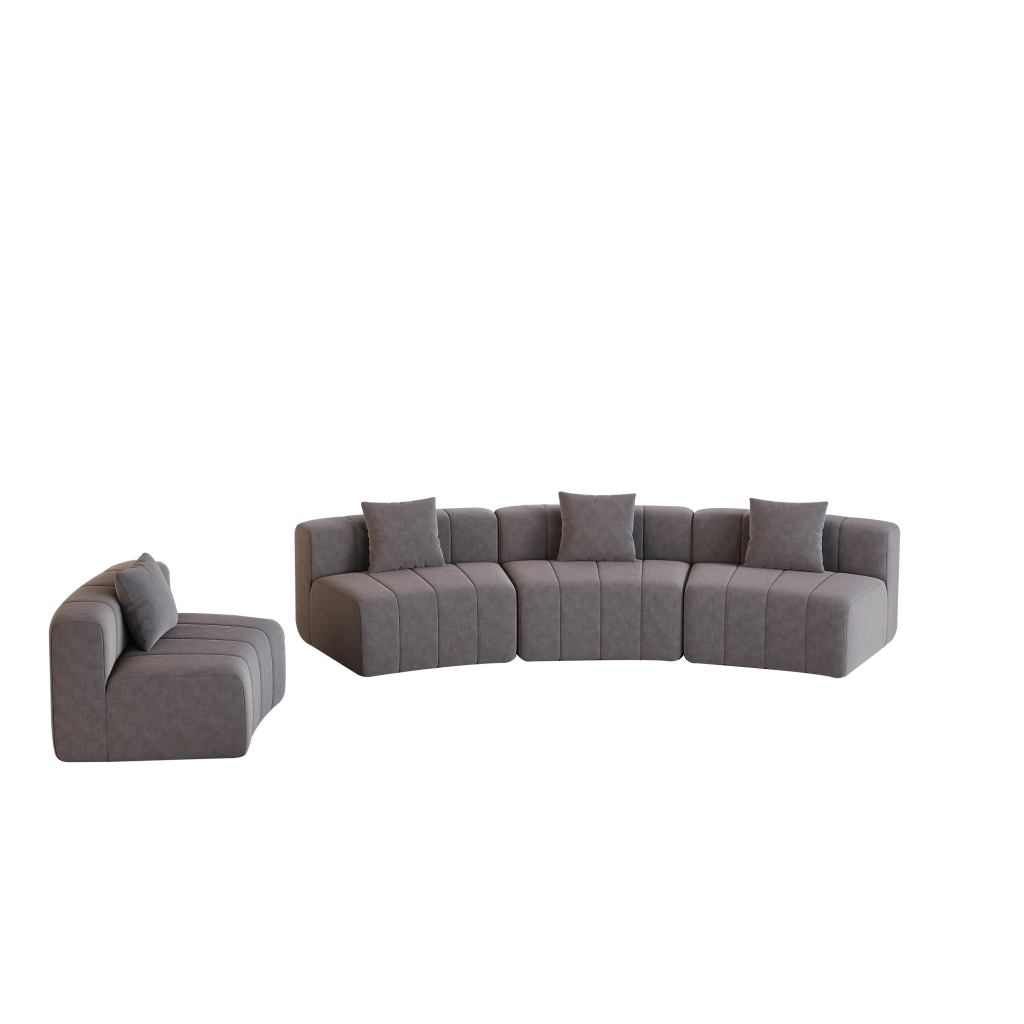 Modulo Divano Chenille ¨C Minimal ¨C Grigio scuro, 2 cuscini imbottiti, 180x90x75