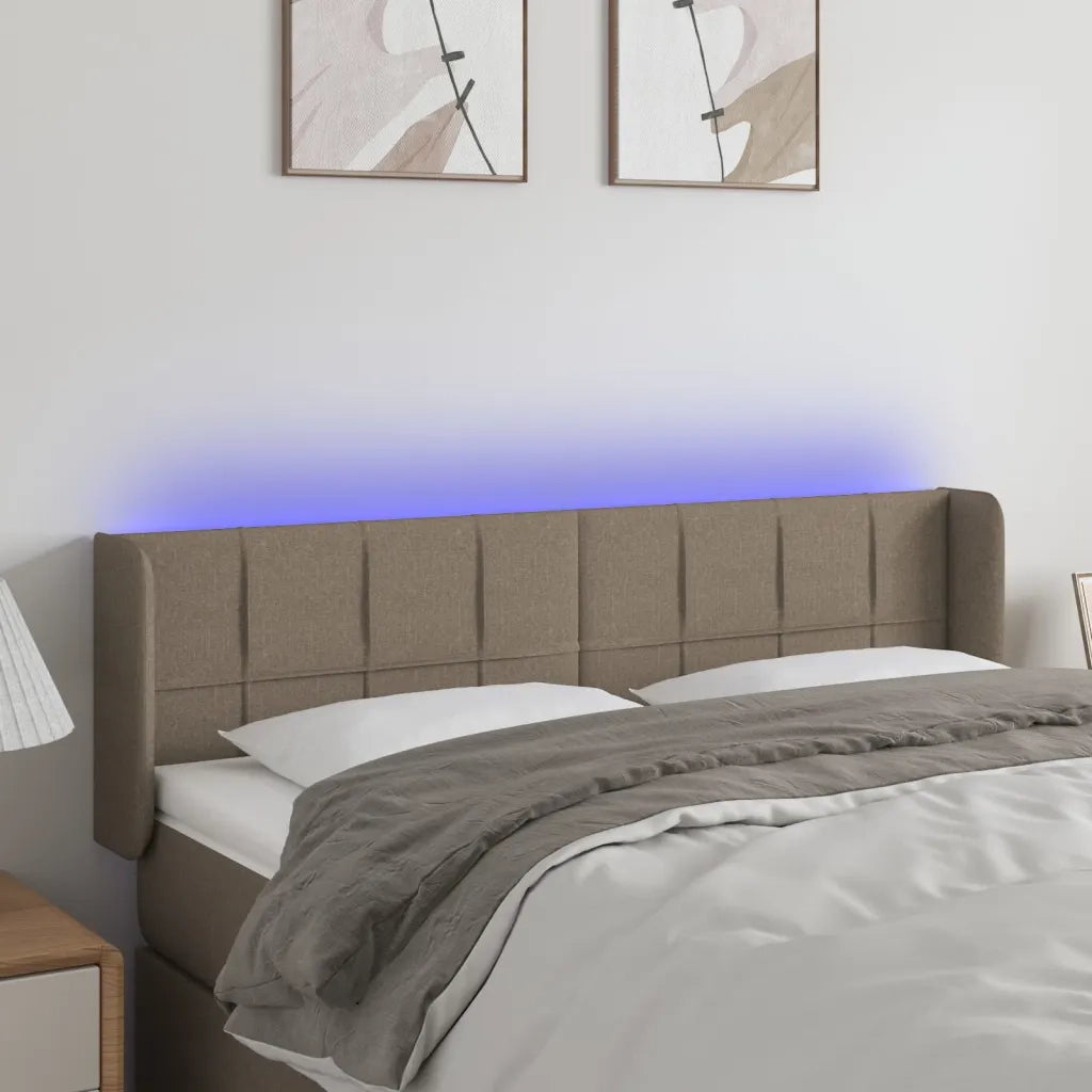 Testiera a LED Tortora 147x16x78/88 cm in Tessuto 3123238