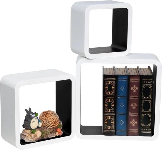Set di 3 Pannelli in Legno per Parete - Parete Decorativa - Salotto, Camera da Letto - Nero / Bianco