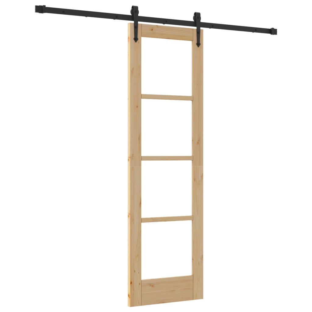 Porta Scorrevole  con Set di Ferramenta 61x198.5 cm Legno Massello di Pino