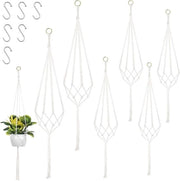 Set di 6 Corda Macrame per Piante - Appesi per Interno ed Esterno - 60 cm, 80 cm, 100 cm - con 6 PCS Ganci S - Appesi per Fiori per soffitto Interno, Balcone, Decorazione di Parete