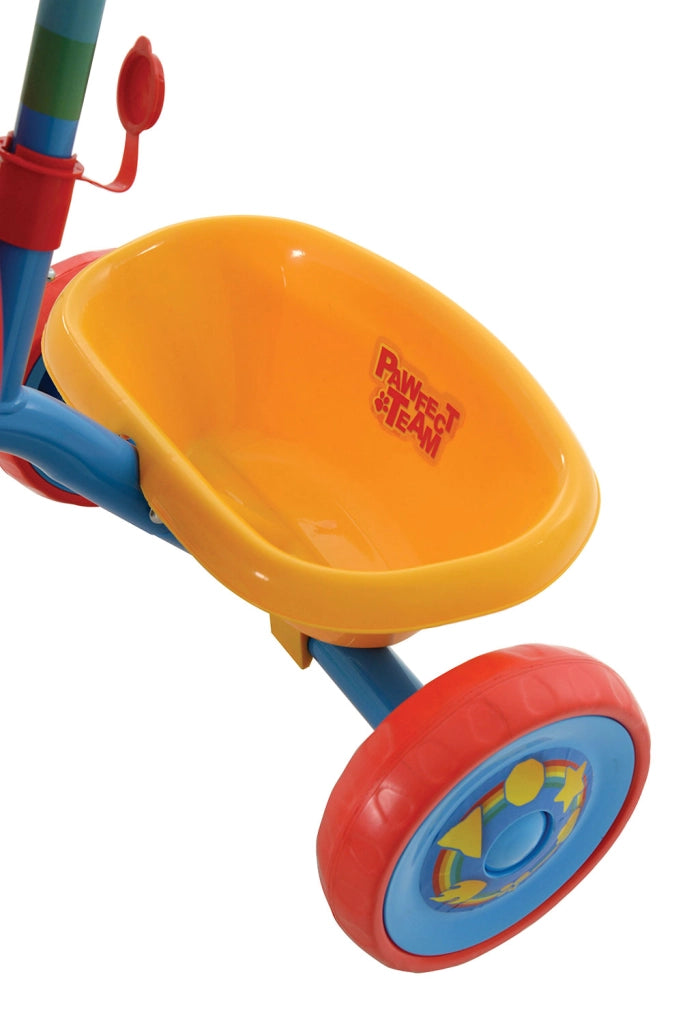 Triciclo a Pedali Primi Passi per Bambini con Maniglione Genitoriale Rimovibile e Vano Contenitore Paw Patrol Azzurro