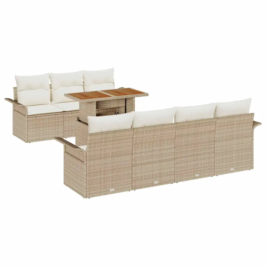 Set Divano da Giardino con cuscino 8 pcs beige e panna