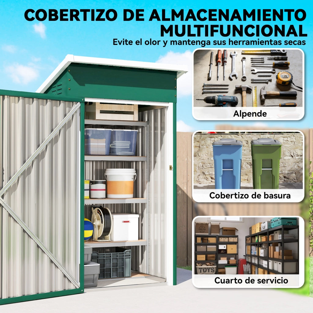 Caseta Giardino Esterno Metallo Verde 107,5x91x185 cm ¨C zephmum ¨C 0,74 m2