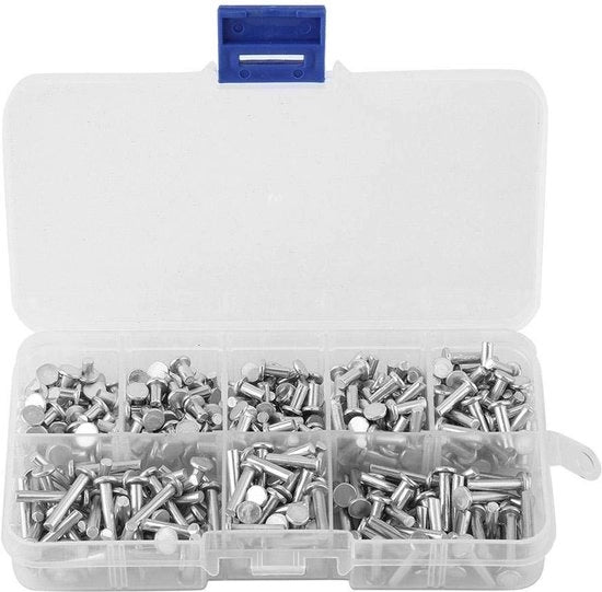 Rivetti in Alluminio - 400 Pezzi - Viti a Testa Quadra - Multi-Materia - M3 4/5/6/8/10/12/16 mm - Adatti a Diversi Utilizzi