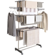 IDMarket - Stendibiancheria inox MAXIMA grigio pieghevole Alt. 145 cm