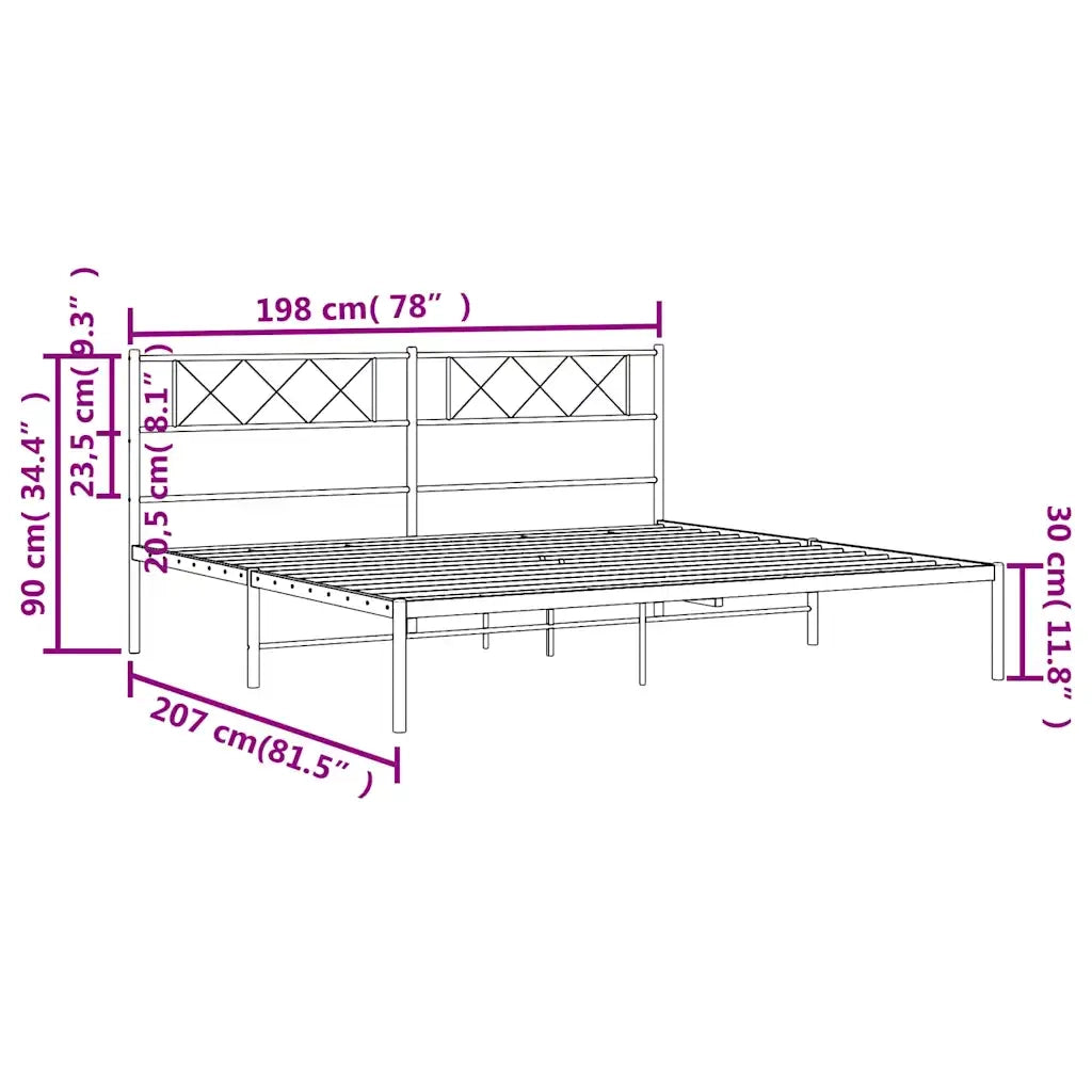 vidaXL Giroletto con Testiera in Metallo Nero 193x203 cm