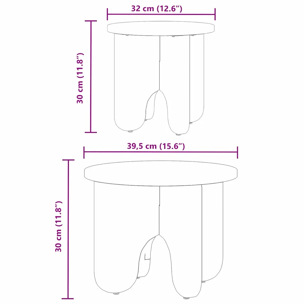 vidaXL Tavolino da salotto 2 pcs Bianco 39.5 x 39.5 x 30 cm