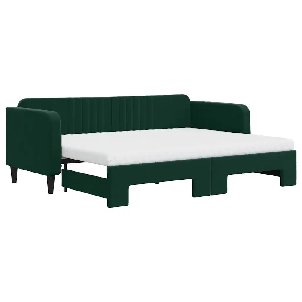 Divano Letto Estraibile Materassi Verde Scuro 80x200 Velluto