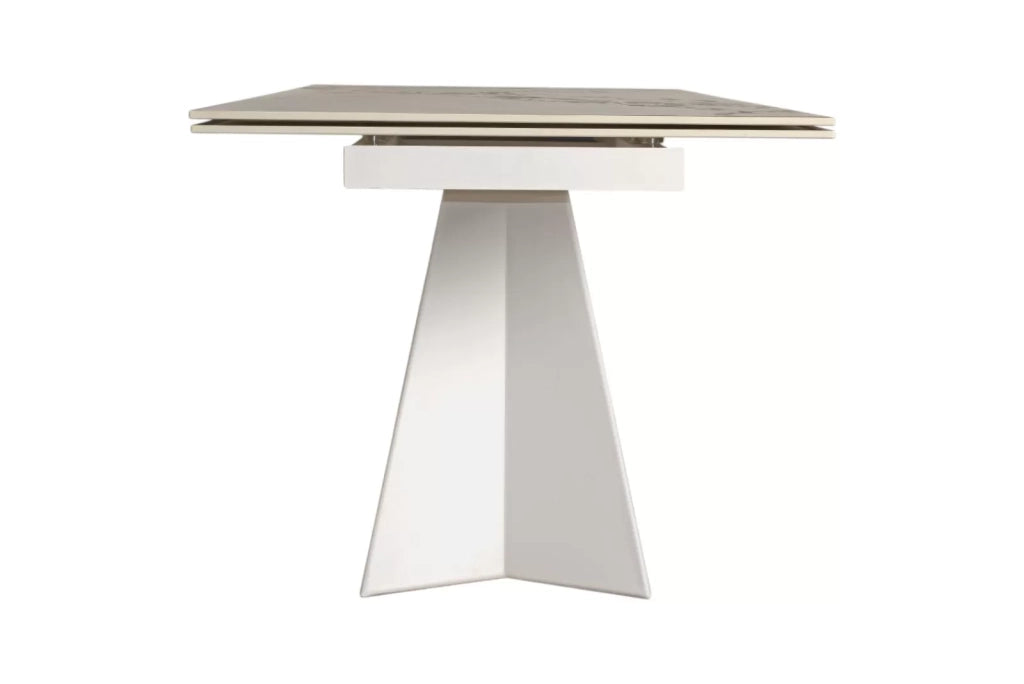 Tavolo moderno allungabile piano effetto marmo gold gambe bianche 160x90x78 - Mobili 2G