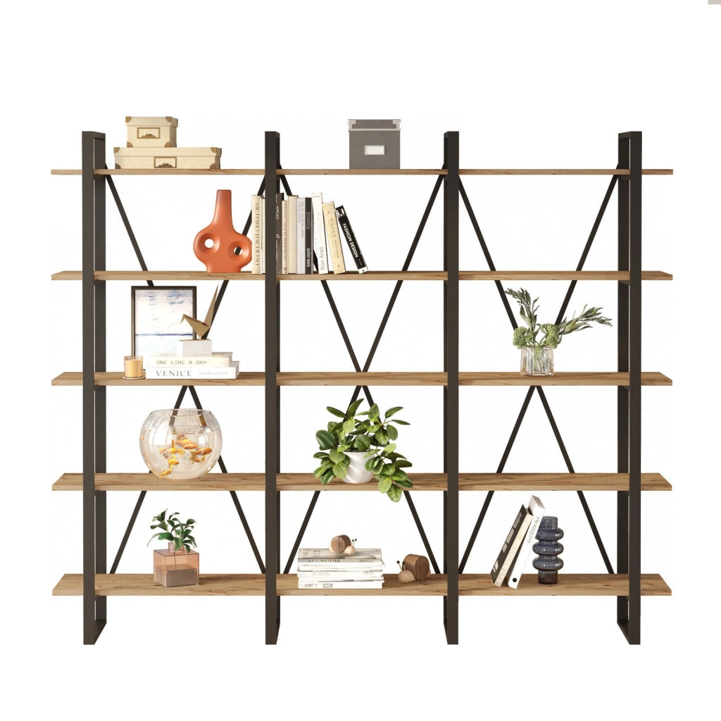 Libreria in legno "ML4" - 219 x 34 x 180 cm - Pino atlantico