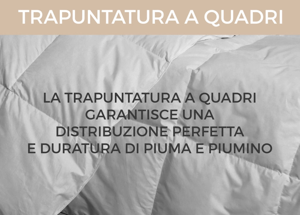 Interno Imbottitura Piumino Invernale 300gr/mq In Piuma D'Oca Bicolor - 1 Piazza e Mezza - Panna-Tortora