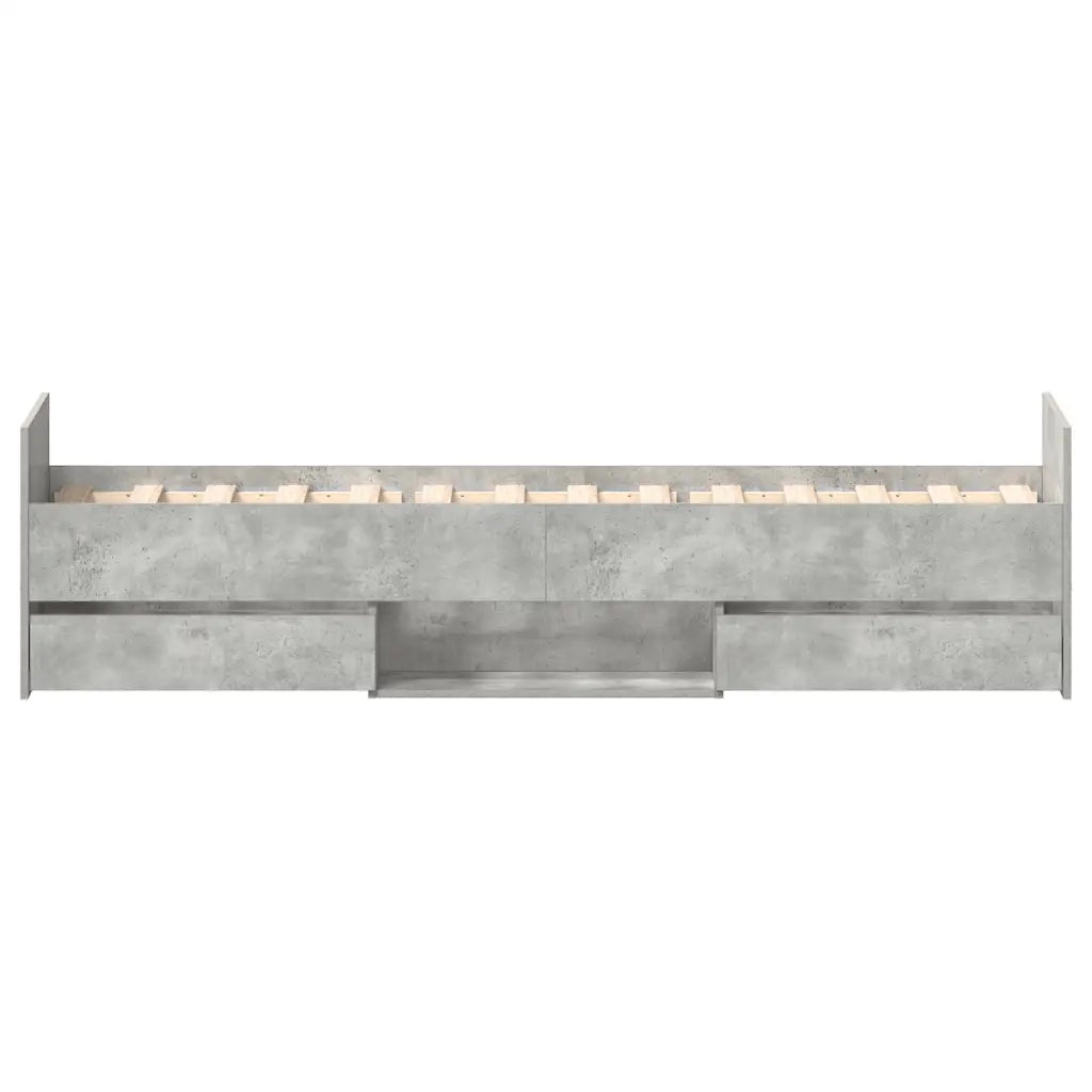 Giroletto con Testiera e Pediera-Struttura Letto Grigio Cemento 90x200 cm