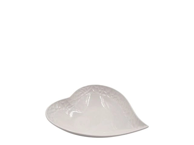Piatto Vassoio in Ceramica Forma Cuore Bianco 19 x 23 cm