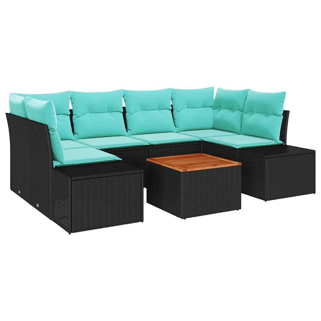 Set Divano da Giardino 7 pz Nero polyrattan 3347914