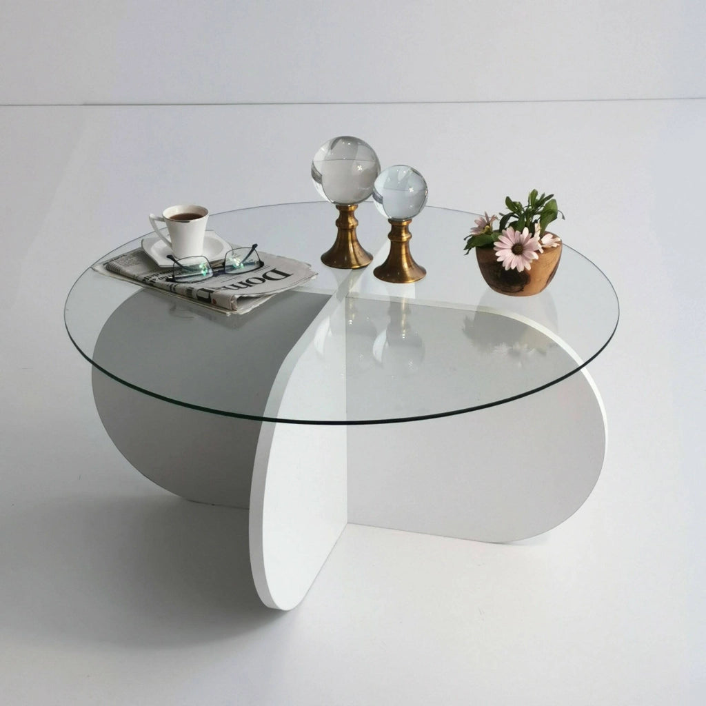 Nila, Tavolino da Salotto Forma Rotonda, 75x75x35h cm Bianco