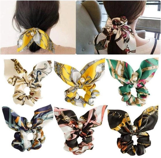 Accessori per capelli 6 pezzi - Bende chiffon per capelli - Scrunchies elastici - Supporto per coda di cavallo - Comodi e soffici - Durabili e belli