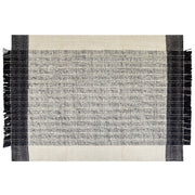 Tappeto bianco e nero lana cotone 160 x 230 cm intrecciato a mano rettangolare con frange