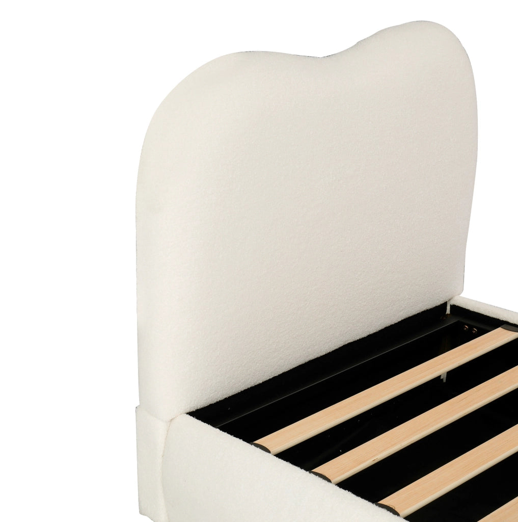Letto per bambini 90x200 cm con contenitore idraulico e rete a doghe in boucl¨¦ beige