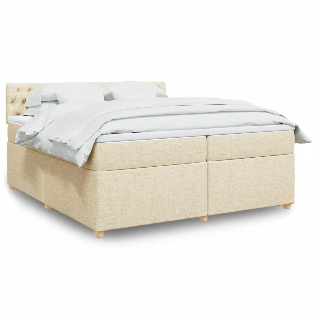 Giroletto a Molle con Materasso Crema 200x200 cm in Tessuto